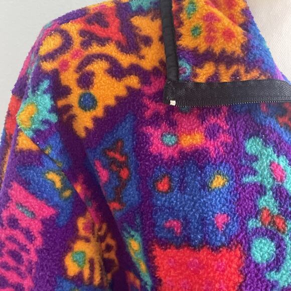 Vtg Obermeyer Women’s Full Zip Colorful Graphic Pullover Fleece Jacket No Size L - Picture 4 of 16